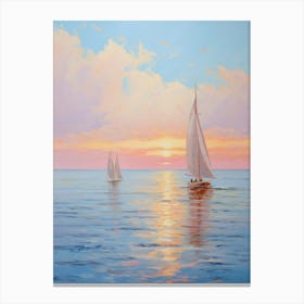 Sailboats At Sunset 16 Canvas Print