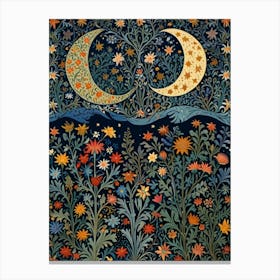 William Morris Moon And Flowers 2 Canvas Print