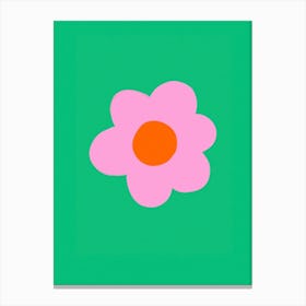 Pink Flower On Green Background Canvas Print