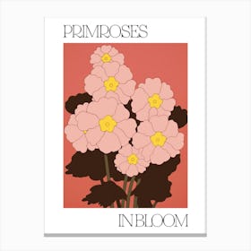 Primroses In Bloom Flowers Bold Illustration 2 Canvas Print
