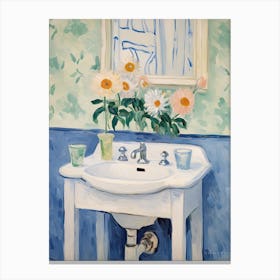 Bathroom Vanity Painting With A Daisy Bouquet 4 Canvas Print