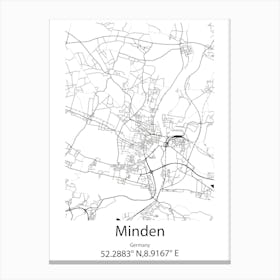 Minden,Germany Minimalist Map Canvas Print