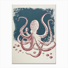 Octopus On The Ocean Floor With Rocks 2 Canvas Print