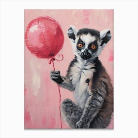Cute Lemur 2 With Balloon Canvas Print