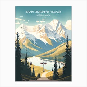 Poster Of Banff Sunshine Village   Alberta, Canada   Colorado, Usa, Ski Resort Illustration 2 Canvas Print
