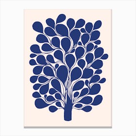 Blue Tree On Beige Canvas Print