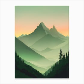 Misty Mountains Vertical Composition In Green Tone 40 Canvas Print