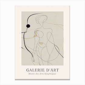 Galerie D'Art Abstract Line Art Figure Neutrals 1 Canvas Print