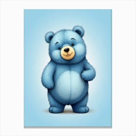 Cute Blue Bear Canvas Print