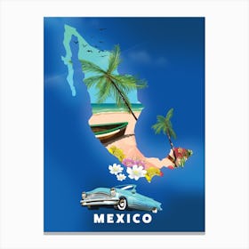 Mexico Map Canvas Print