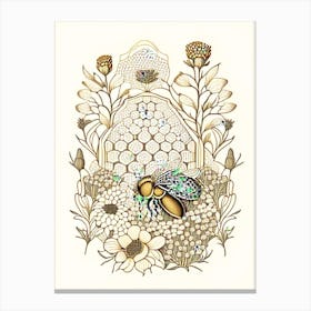 Beehive With Flowers 6 Vintage Canvas Print