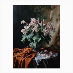 Baroque Floral Still Life Cyclamen 4 Canvas Print