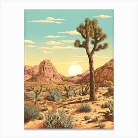  Retro Illustration Of A Joshua Trees In Mojave Desert 8 Canvas Print