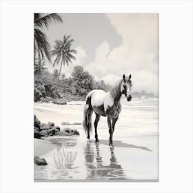 A Horse Oil Painting In Anse Source D Argent, Seychelles, Portrait 2 Canvas Print