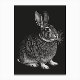 English Lop Blockprint Rabbit Illustration 7 Canvas Print