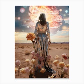 Cosmic landscape of a woman in a desert 2 Canvas Print