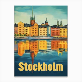 Aihrgdesign A Vintage Travel Poster Of Stockholm 3 Canvas Print