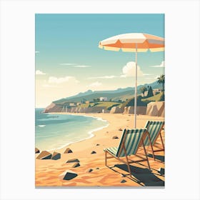 Malibu Beach California, Usa, Graphic Illustration 3 Canvas Print