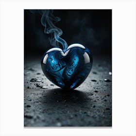 Blue Heart With Smoke Canvas Print