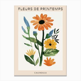 Spring Floral French Poster  Calendula 1 Canvas Print