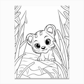 Line Art Jungle Animal Ocelot 1 Canvas Print
