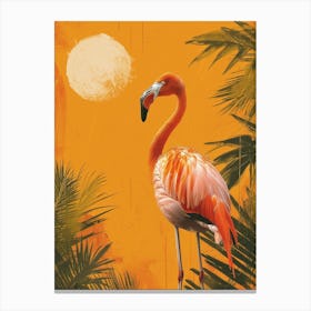 Greater Flamingo South Asia India Tropical Illustration 3 Canvas Print