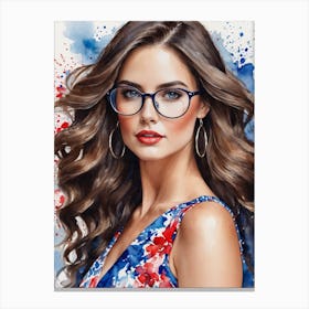 Beautiful Woman In Glasses Canvas Print