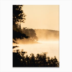 Lake in the morning mist at sunrise – Gunflint Lake Sunrise Boundary Waters Canoe Area Minnesota Bwca Canvas Print