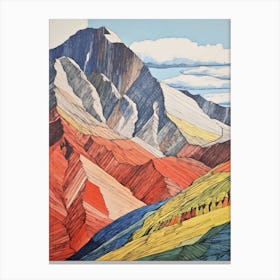 Ben Nevis Scotland 2 Colourful Mountain Illustration Canvas Print