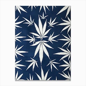 Cyanotype hemp blue leaf Canvas Print