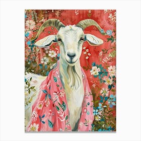 Floral Animal Painting Goat 1 Canvas Print