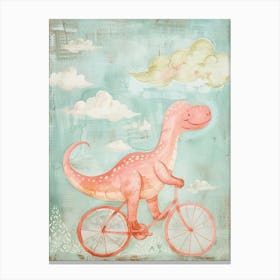 Dinosaur On A Bike Painting 2 Canvas Print