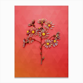 Vintage Lilac Senecio Flower Botanical Art on Fiery Red n.0349 Canvas Print