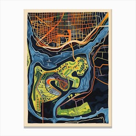 Pelham Bay New York Colourful Silkscreen Illustration 1 Canvas Print