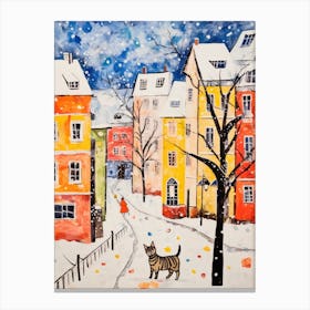 Cat In The Streets Of Vienna   Austria With Snow 1 Canvas Print