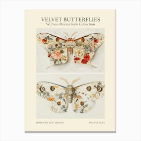 Velvet Butterflies Collection Luminous Butterflies William Morris Style 9 Canvas Print