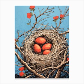 Bird S Nest Linocut 3 Canvas Print