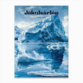 Jokulsarlon Iceland Glaciers Digital Travel Illustration Canvas Print