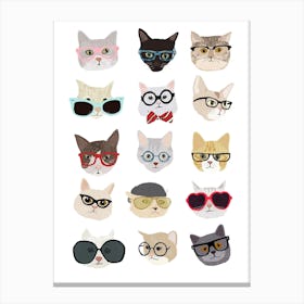 Cats With Glasses Canvas Print