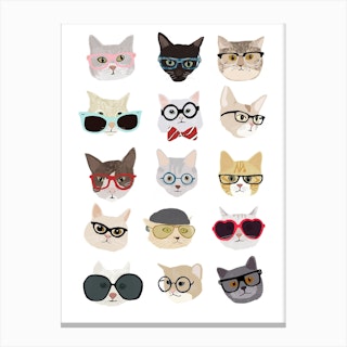 Cats With Glasses Canvas Print