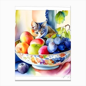 KittenInspectsFruit Canvas Print