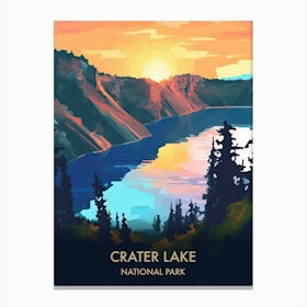 Crater Lake National Park Travel Poster Illustration Style 1 Canvas Print