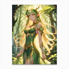 An Beautiful Elf in the Forest Canvas Print