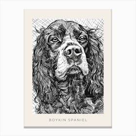 Boykin Spaniel Dog Line Art 4 Poster Canvas Print