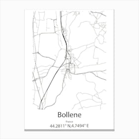 Bollene,France Minimalist Map Canvas Print