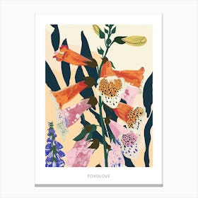 Colourful Flower Illustration Poster Foxglove 2 Canvas Print