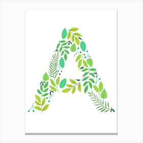 Leafy Letter A Canvas Print