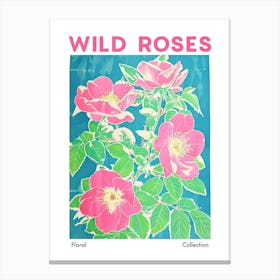 Wild Roses Botanical Flower Market Canvas Print