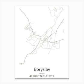 Boryslav,Ukraine Minimalist Map Leinwandbild