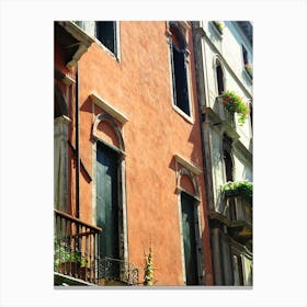 Terracotta House With Balcony Venice Italy Canvas Print
